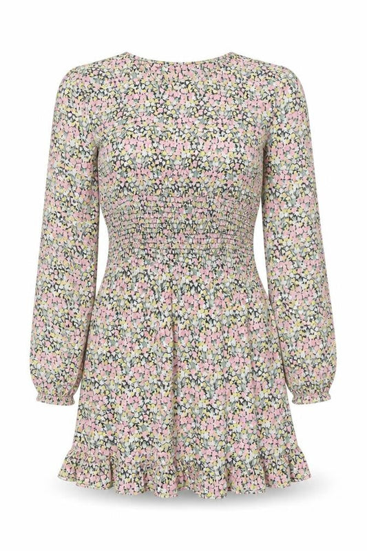 Miss Selfridge Womens Multicoloured Floral Viscose Fit & Flare  Size 6  Square Neck