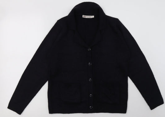 EWM Womens Blue V-Neck  Acrylic Cardigan Jumper Size 14