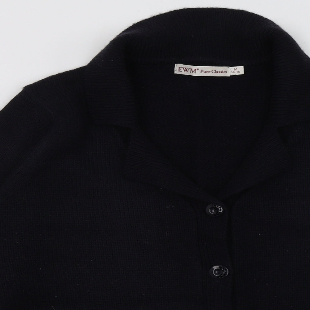 EWM Womens Blue V-Neck  Acrylic Cardigan Jumper Size 14