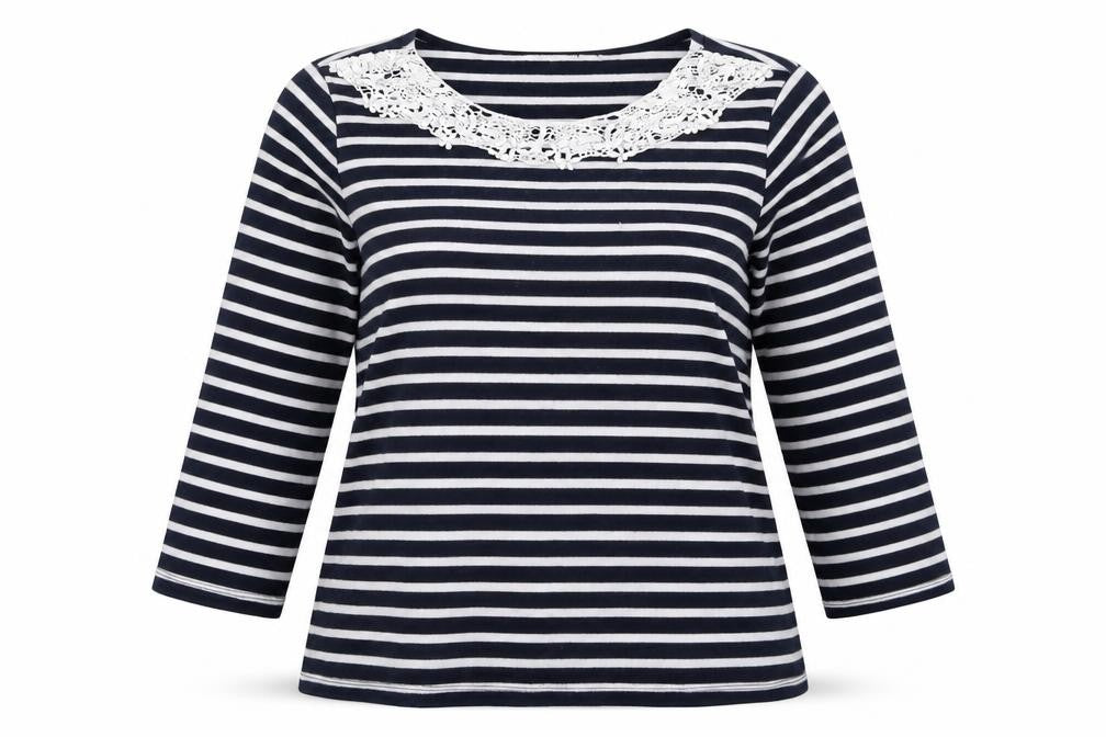 First Avenue Womens Black Striped Cotton Pullover Sweatshirt Size L  Pullover