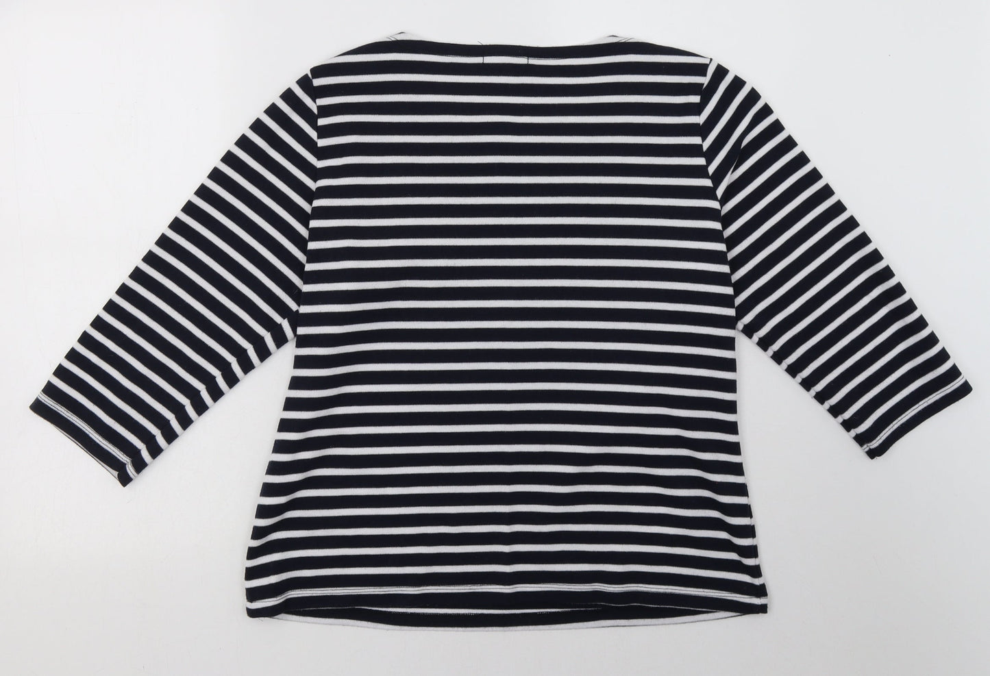 First Avenue Womens Black Striped Cotton Pullover Sweatshirt Size L  Pullover