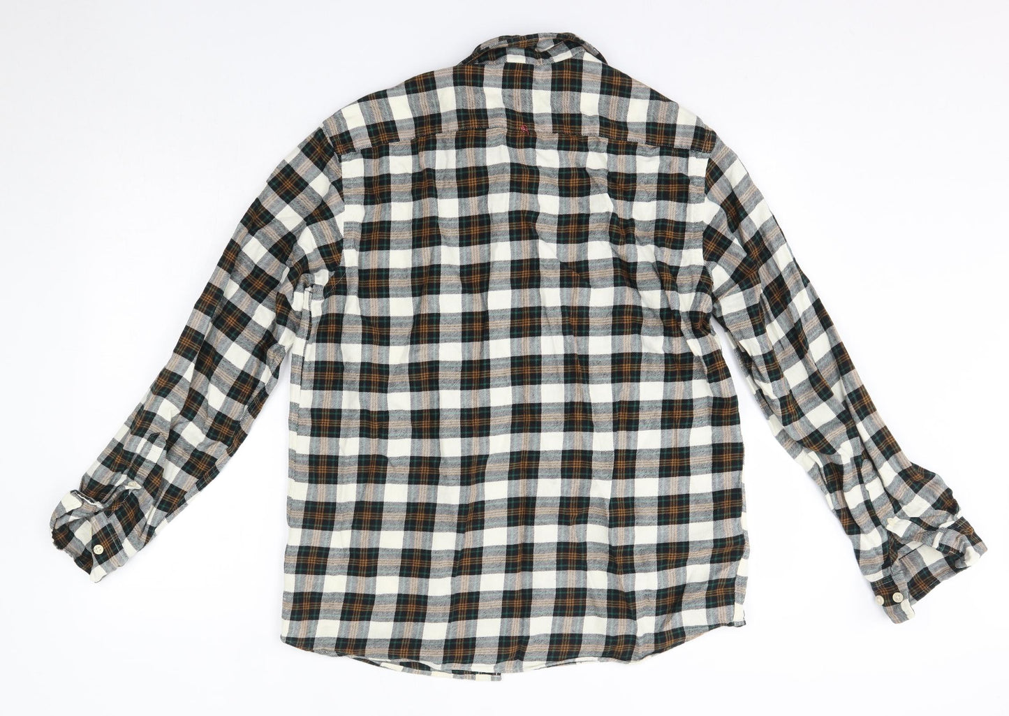 H&M Mens Green Check Cotton  Button-Up Size M Collared