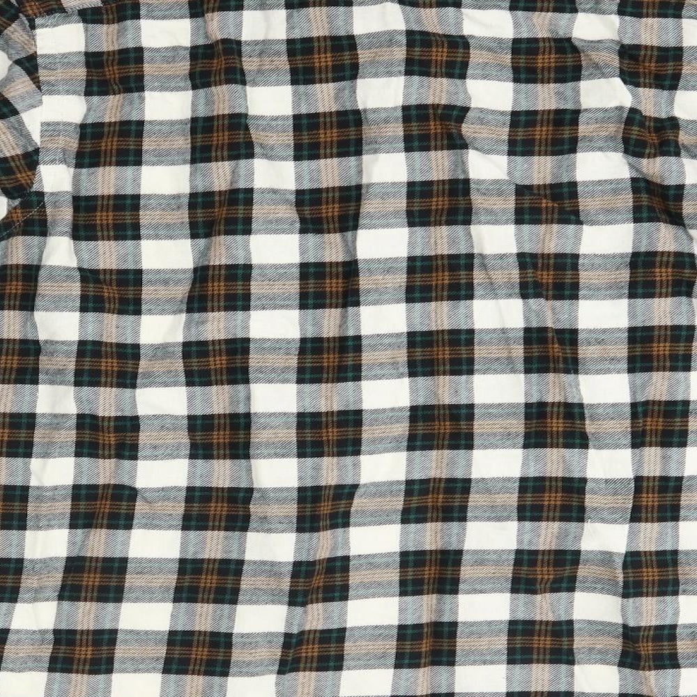 H&M Mens Green Check Cotton  Button-Up Size M Collared