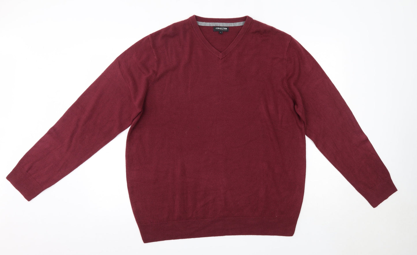 Debehams Mens Pink V-Neck  Acrylic Pullover Jumper Size L