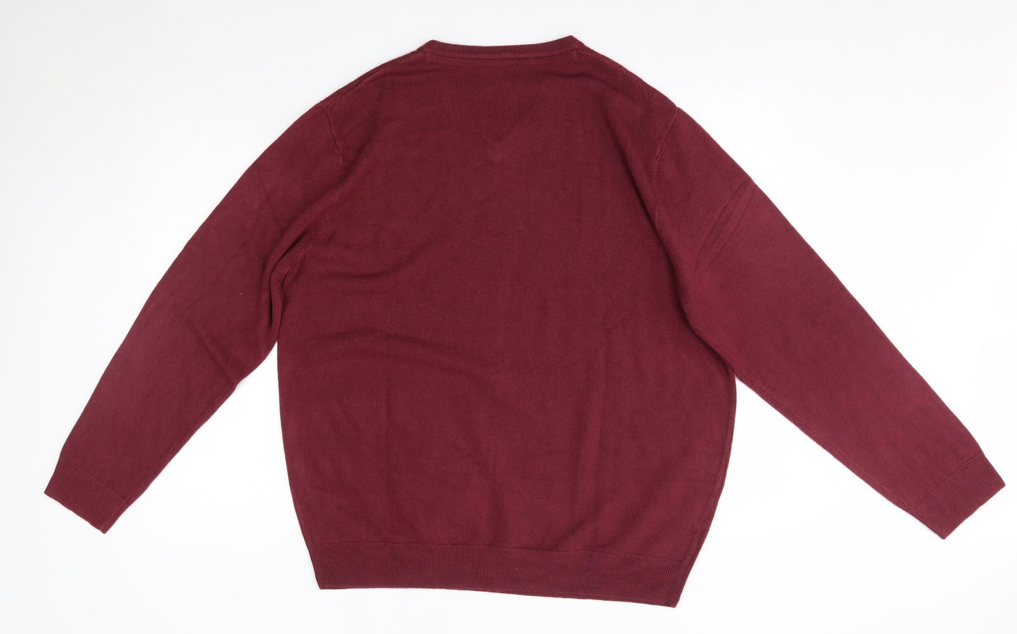 Debehams Mens Pink V-Neck  Acrylic Pullover Jumper Size L
