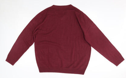 Debenhams Mens Pink V-Neck  Acrylic Pullover Jumper Size L