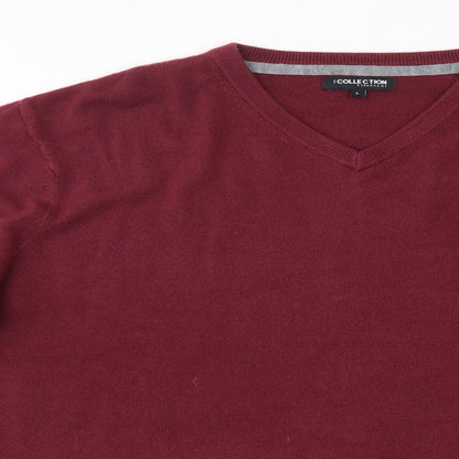 Debenhams Mens Pink V-Neck  Acrylic Pullover Jumper Size L