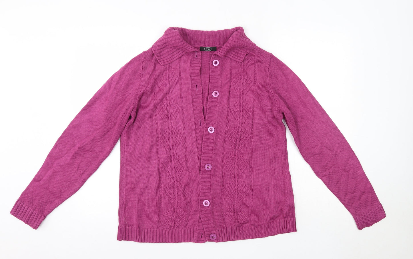 BM Womens Pink Collared  Acrylic Cardigan Jumper Size S