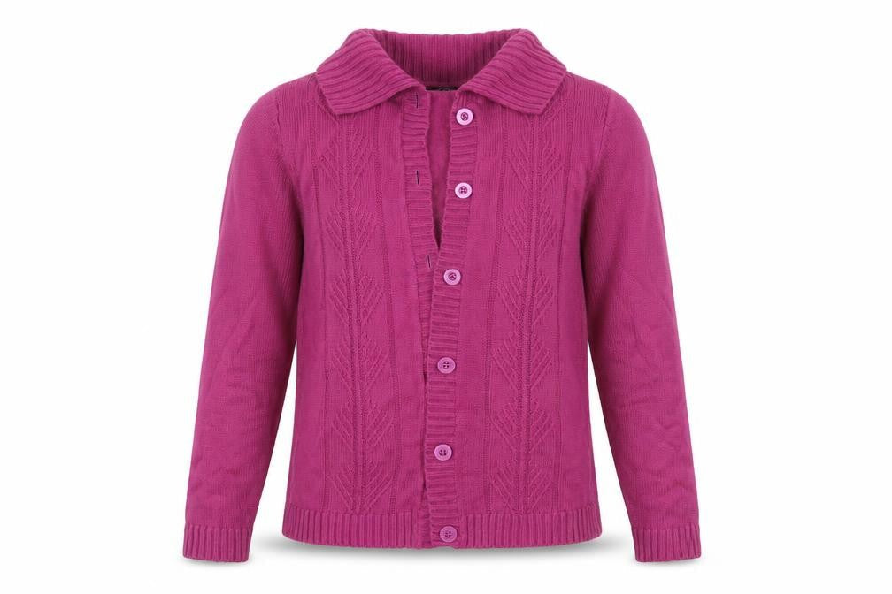 Bonmarché Womens Pink Collared Acrylic Cardigan Jumper Size S