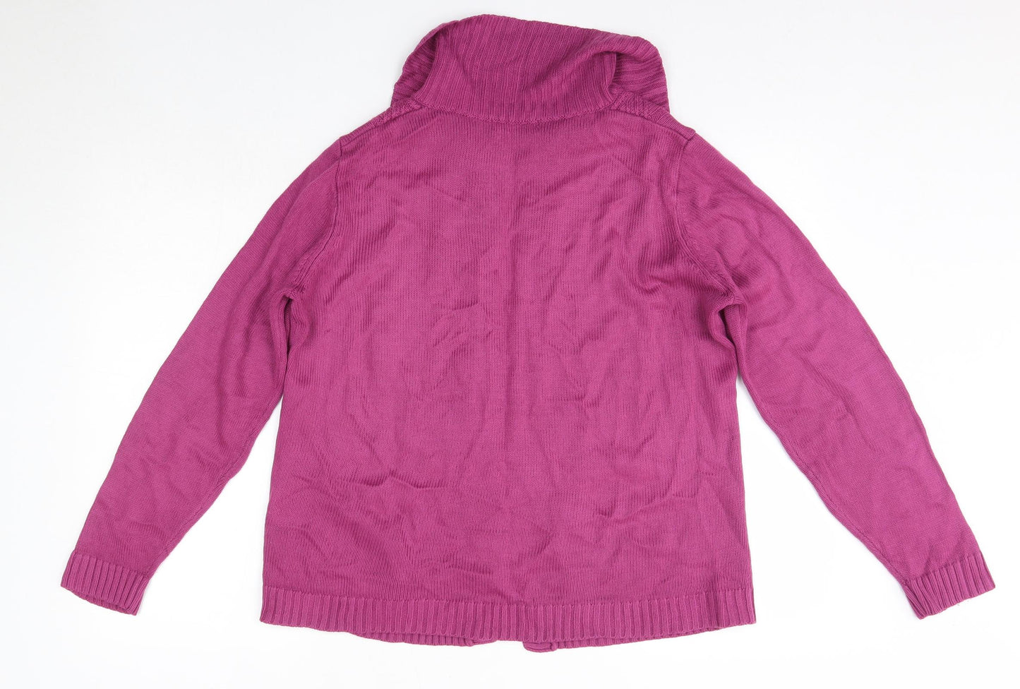BM Womens Pink Collared  Acrylic Cardigan Jumper Size S