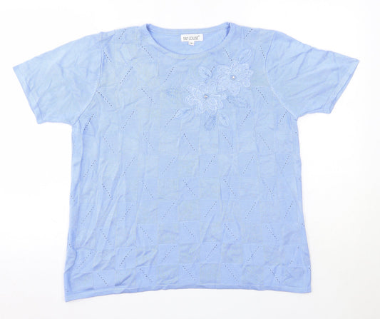 Preloved Fay Louise Womens Blue  Acrylic Basic Blouse Size M Round Neck - Front