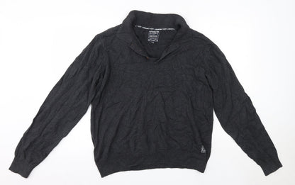 Kensington Mens Grey Collared  Cotton Pullover Jumper Size 2XL