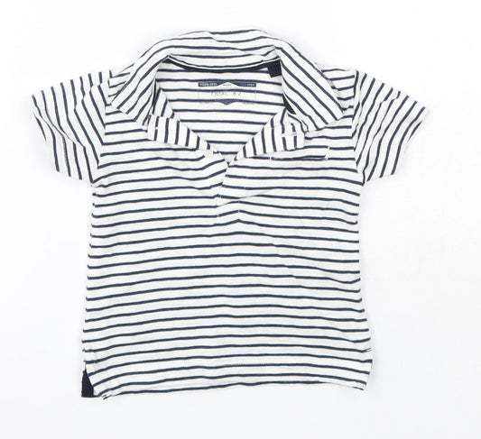 NEXT Baby Blue Striped 100% Cotton Basic T-Shirt Size 3-6 Months Collared