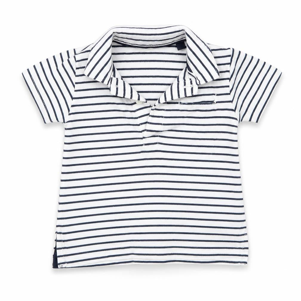 Next Baby Blue Striped 100% Cotton Basic T-Shirt Size 3-6 Months Collared