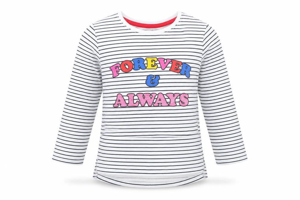 Matalan Girls Blue Striped 100% Cotton Basic Blouse Size 4 Years Round Neck