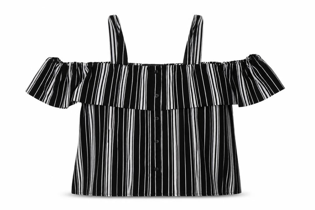 Cameo Rose Womens Black Striped Polyester Basic Blouse Size 12 Square Neck