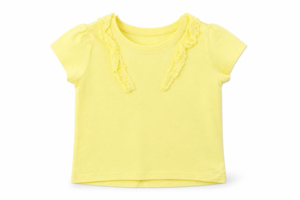Primark Girls Yellow  Cotton Basic T-Shirt Size 2-3 Years Crew Neck
