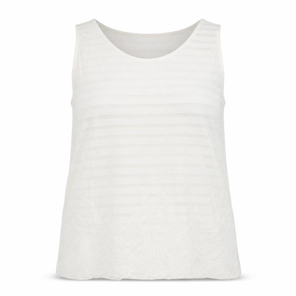 Dorothy Perkins Womens White  Viscose Basic Tank Size 16 Round Neck - Lace Overlay