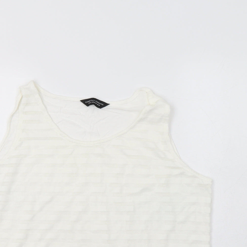 Dorothy Perkins Womens White  Viscose Basic Tank Size 16 Round Neck - Lace Overlay