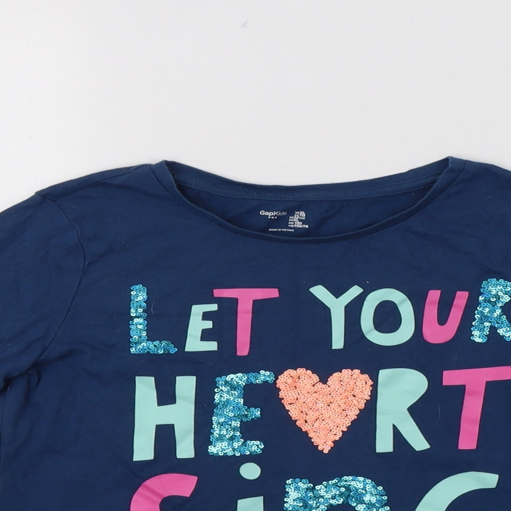 Gap Girls Blue  Cotton Basic Polo Size 12 Years Crew Neck