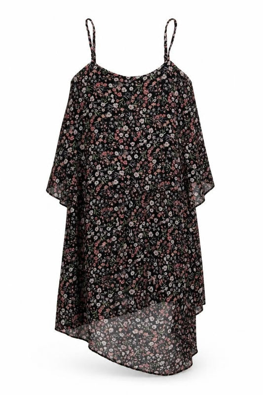 George Womens Black Floral Polyester Slip Dress  Size 10  Square Neck
