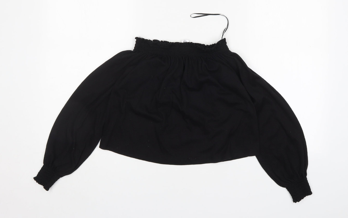 H&M Womens Black  Polyester Basic Blouse Size S Off the Shoulder