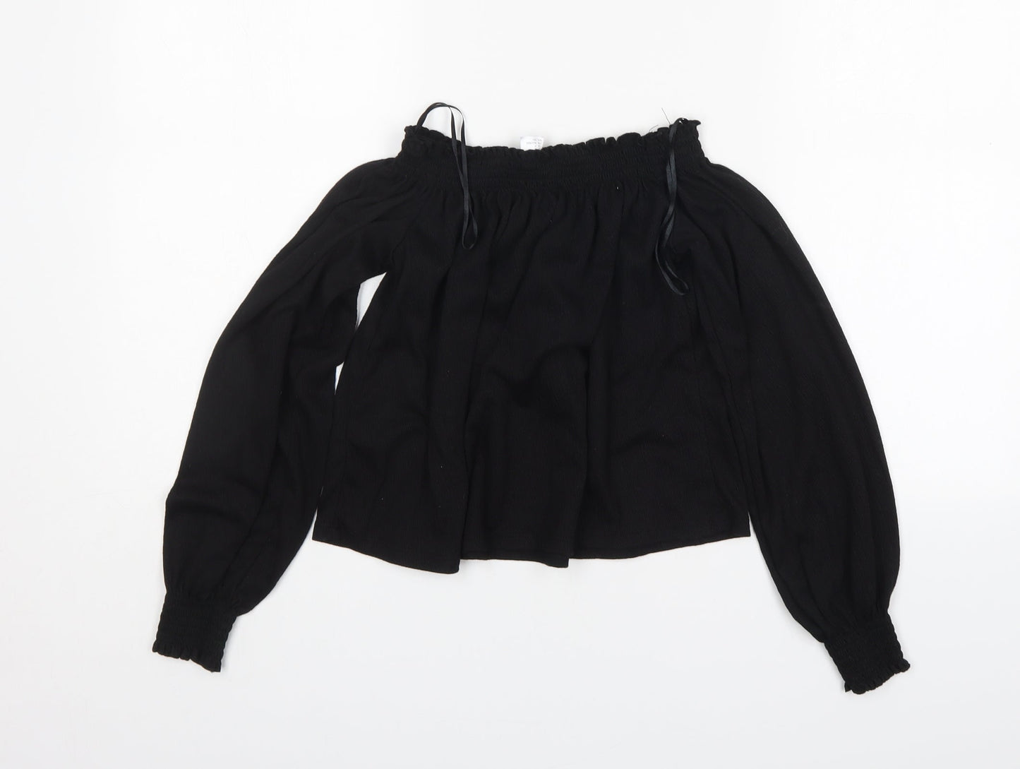 H&M Womens Black  Polyester Basic Blouse Size S Off the Shoulder