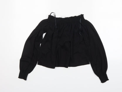 H&M Womens Black  Polyester Basic Blouse Size S Off the Shoulder