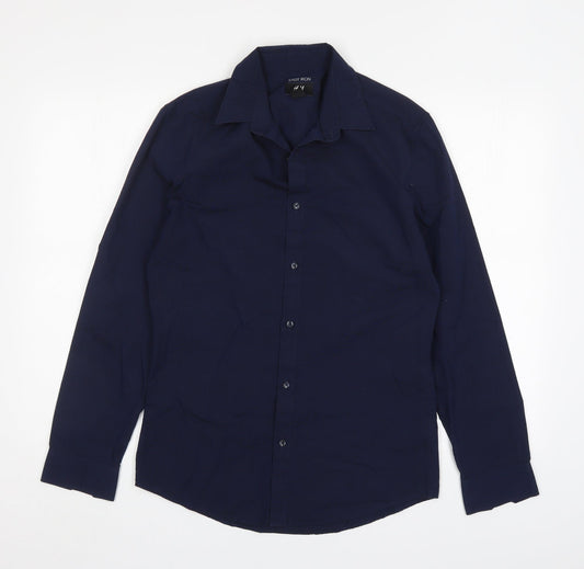 H&M Mens Blue  Polyester  Dress Shirt Size S Collared