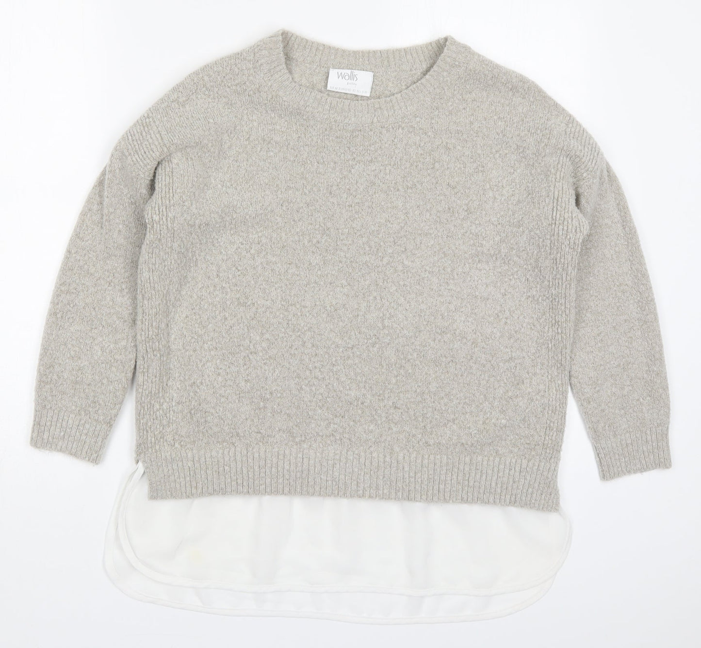 Wallis Womens Grey Round Neck  Acrylic Pullover Jumper Size M