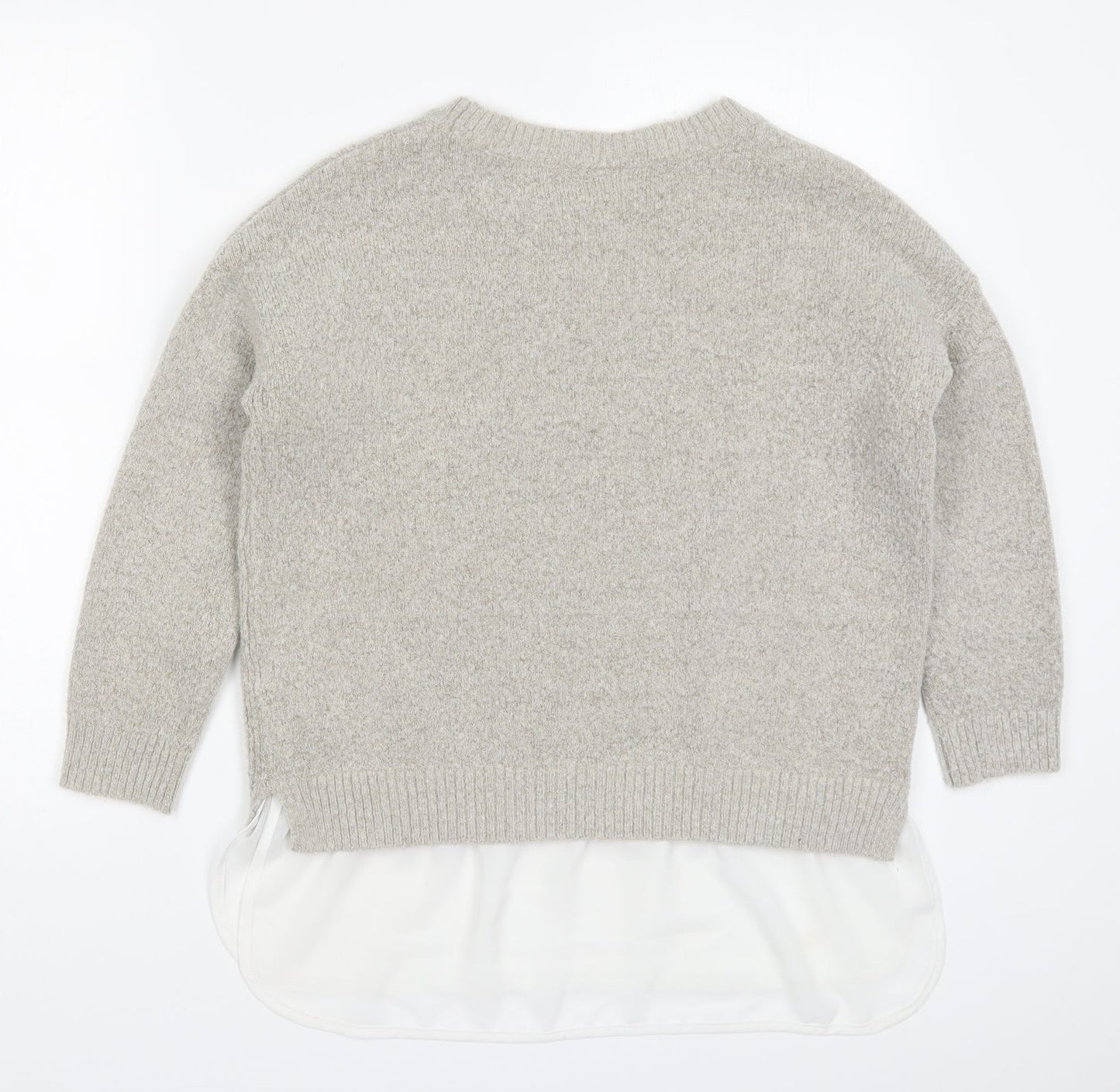 Wallis Womens Grey Round Neck  Acrylic Pullover Jumper Size M
