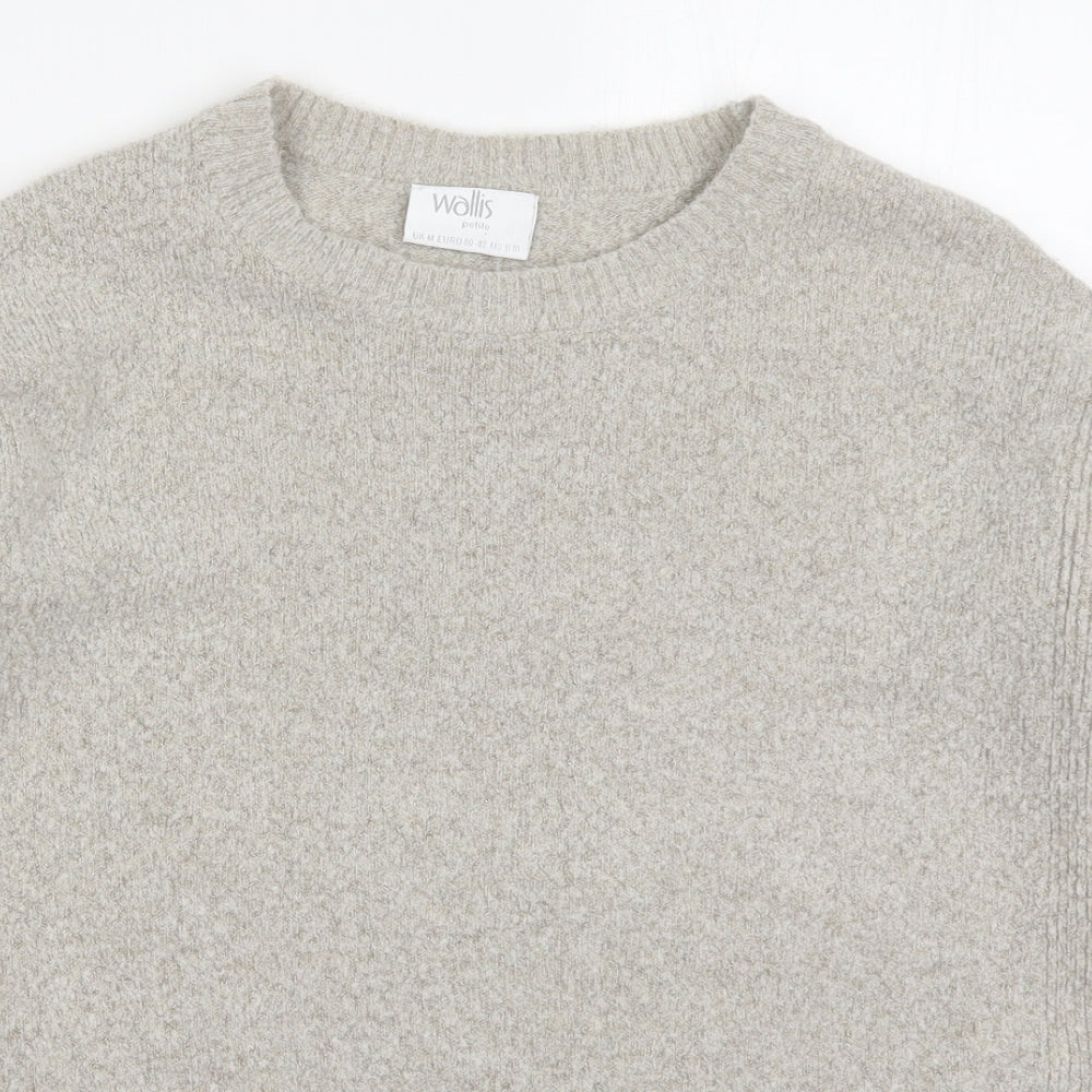 Wallis Womens Grey Round Neck  Acrylic Pullover Jumper Size M
