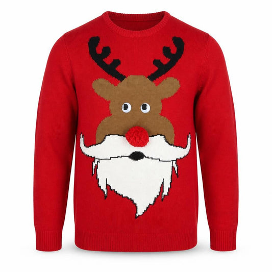 Cedarwood State Mens Red Round Neck Acrylic Pullover Jumper Size XS - Rudolph Christmas
