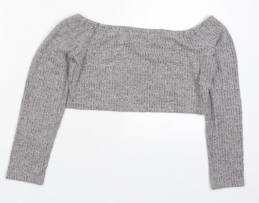Preworn Womens Grey  Cotton Cropped T-Shirt Size M Round Neck