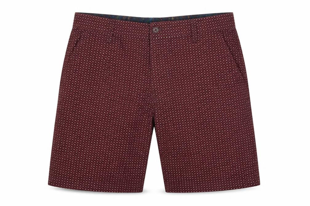 Soviet Mens Red Polka Dot Cotton Bermuda Shorts Size S L8 in Regular Button - Burgundy