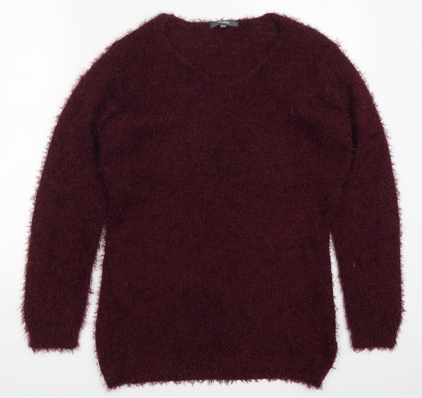 Studio Womens Purple Round Neck  Polyester Pullover Jumper Size 8