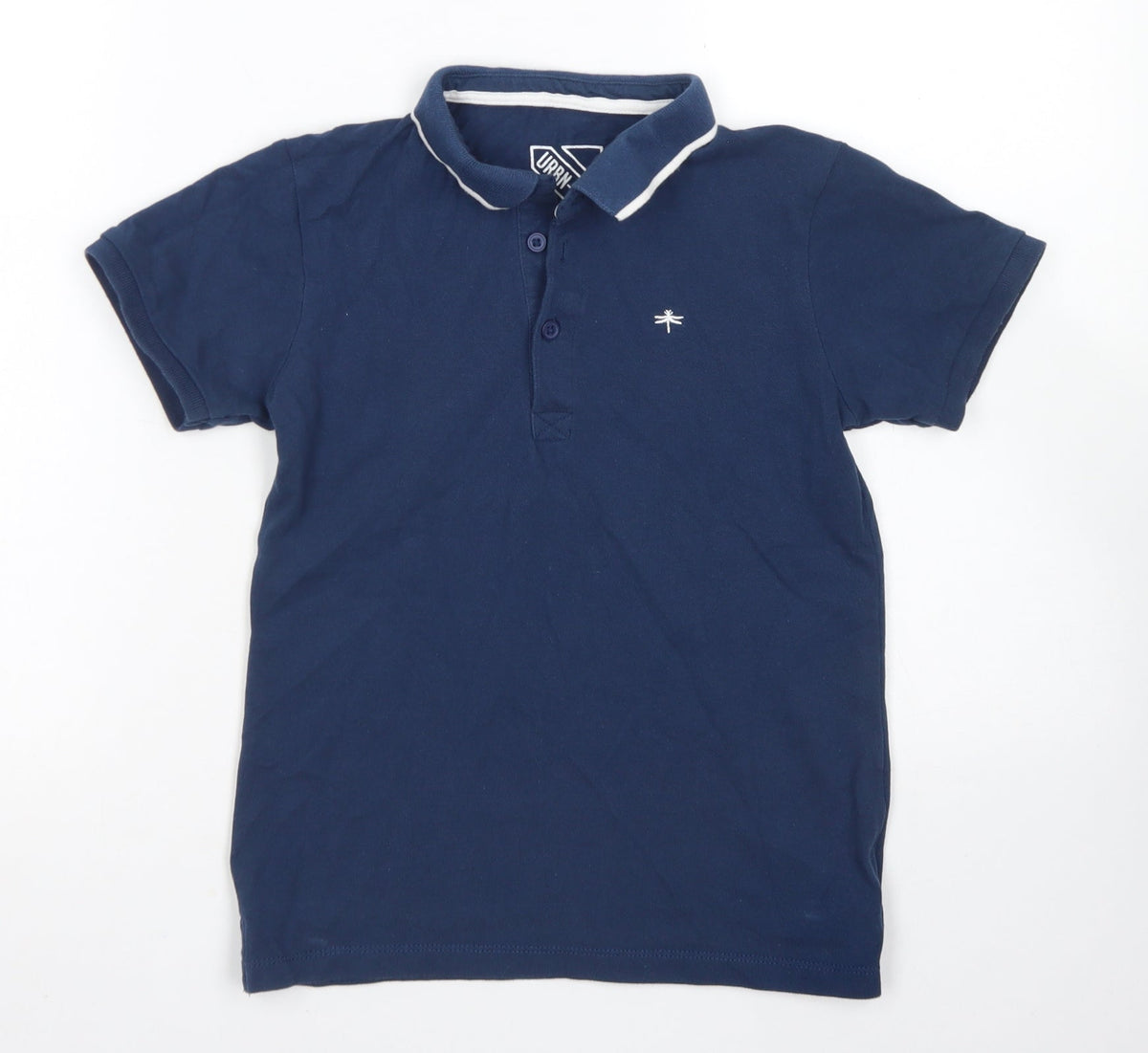URBN DEPT Boys Blue  Cotton Basic Polo Size 9 Years Collared Button