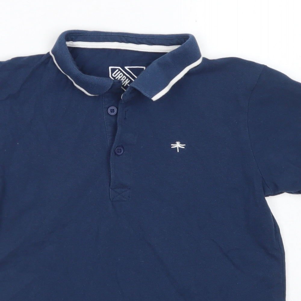 URBN DEPT Boys Blue  Cotton Basic Polo Size 9 Years Collared Button