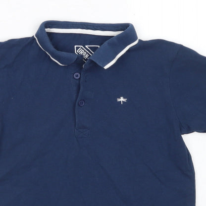 URBN DEPT Boys Blue  Cotton Basic Polo Size 9 Years Collared Button
