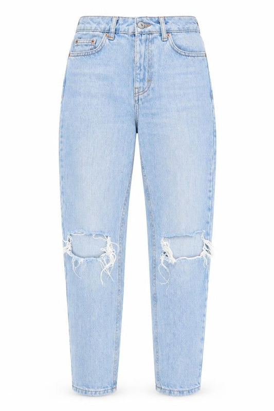 Topshop Womens Blue  Cotton Mom Jeans Size 26 in L29 in Regular Zip