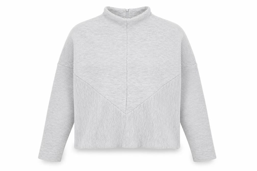 SOULUXE Womens Grey Striped Polyester Pullover Sweatshirt Size M