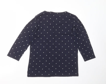 Preloved EWM Womens Blue Polka Dot Cotton Basic T-Shirt Size M Round Neck - Back