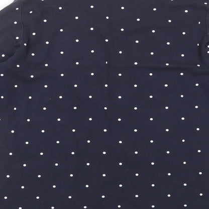 Preloved EWM Womens Blue Polka Dot Cotton Basic T-Shirt Size M Round Neck - Label