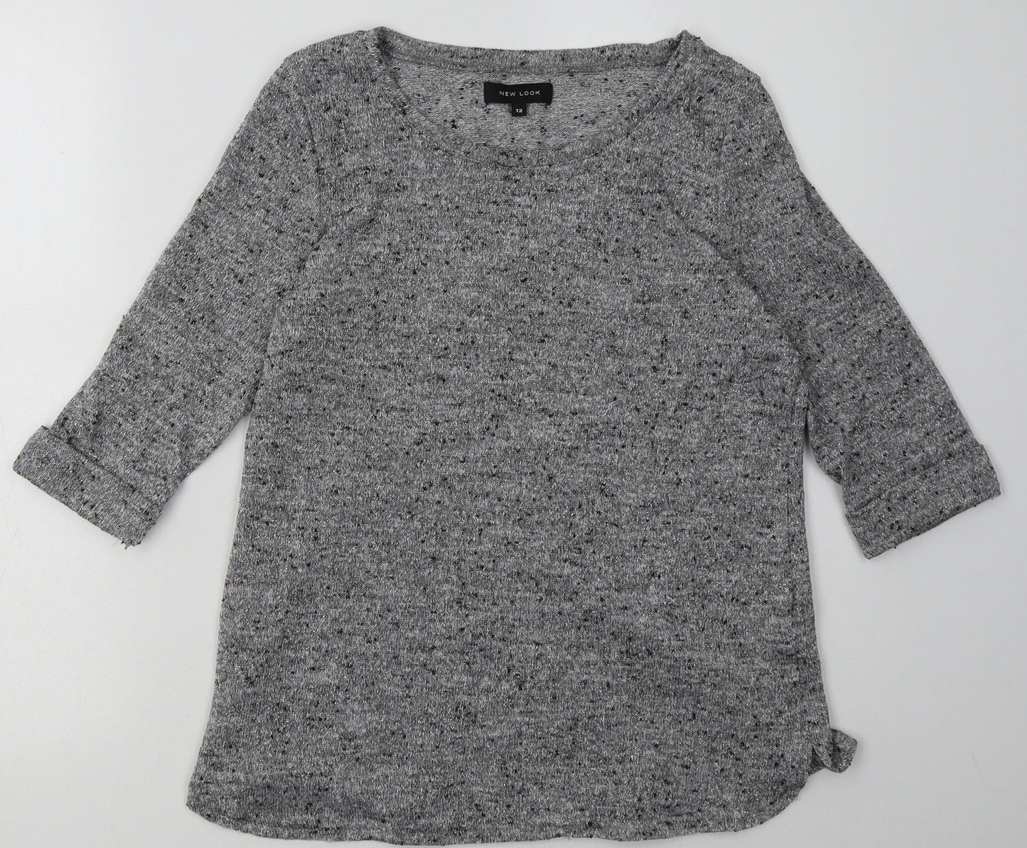 New Look Womens Grey Geometric Polyester Pullover Sweatshirt Size 12  Pullover