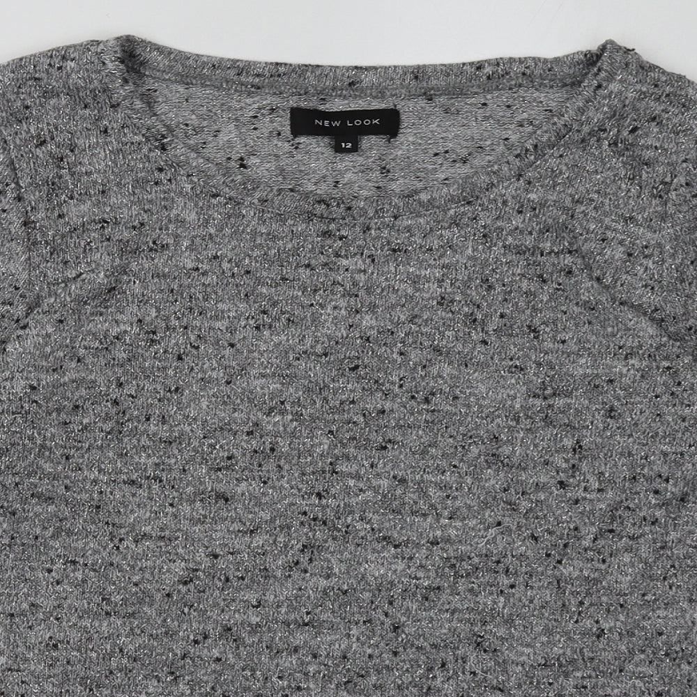 New Look Womens Grey Geometric Polyester Pullover Sweatshirt Size 12  Pullover