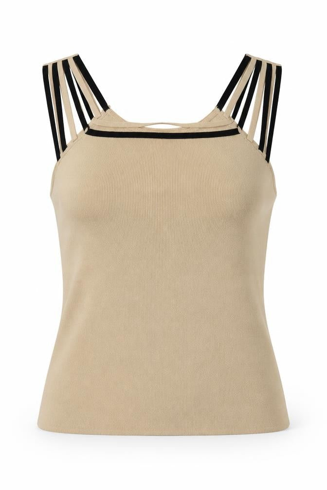 Roman Womens Beige  Viscose Basic Tank Size M Square Neck
