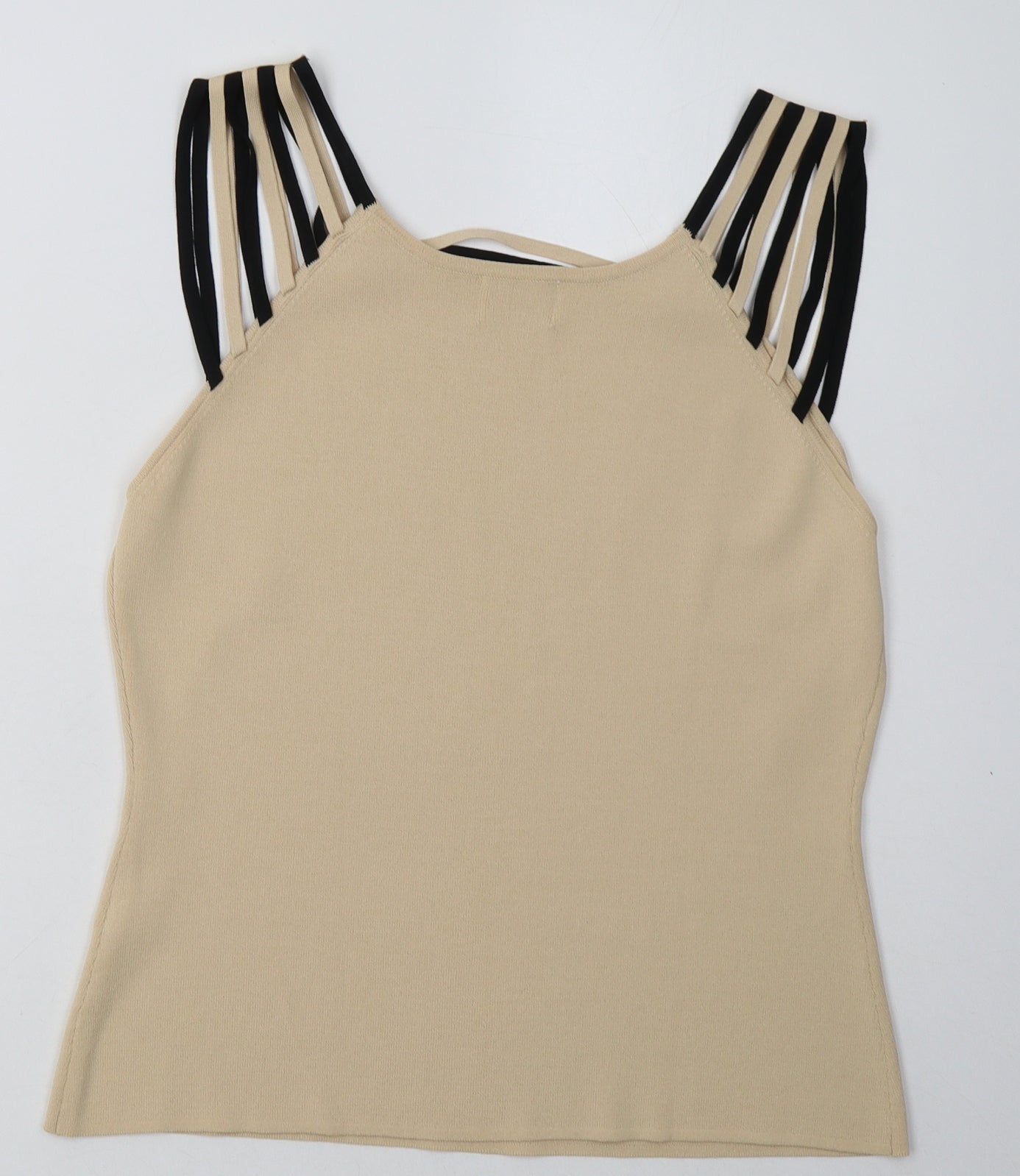 Roman Womens Beige  Viscose Basic Tank Size M Square Neck