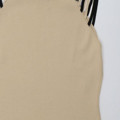Roman Womens Beige  Viscose Basic Tank Size M Square Neck