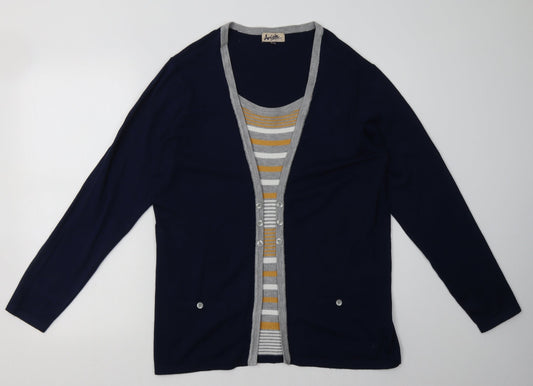 Arista Womens Blue Striped Viscose Pullover Sweatshirt Size 16  Pullover