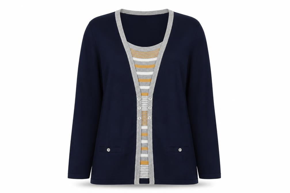 Arista Womens Blue Striped Viscose Pullover Sweatshirt Size 16  Pullover